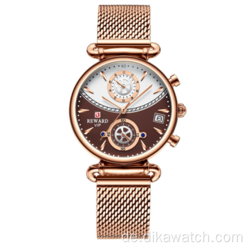 BELOHNUNG Damenuhren Mode Rose Gold Weibliche Uhr Business Quarzuhr Damen Edelstahl Wasserdichte Armbanduhr Uhren